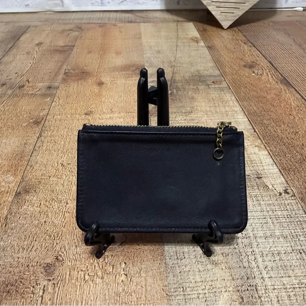 Coach Rare Black Leather Vintage Skinny Zip Pouch Case Bag Wallet